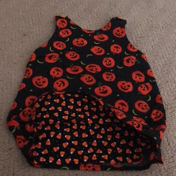 Candy Corn/ Pumpkin Halloween Girls Jumper Reversible dress - Picture 1 of 12